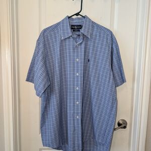 Ralph Lauren Men's Baby Blue Plaid Button Up